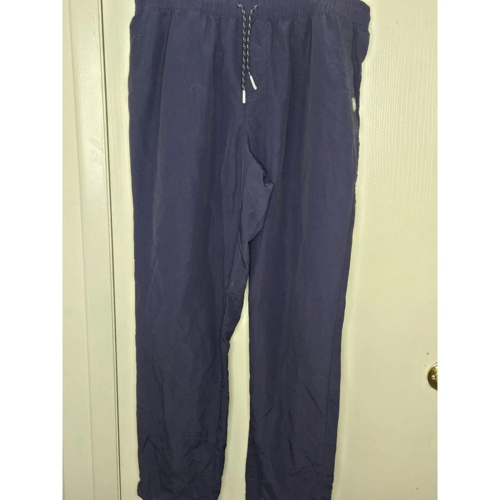 LL Bean Mens Supplex Nylon Pants Navy Blue Elastic Waist Hiking 516047 Large